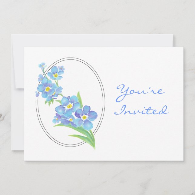 Custom Farewell Party Invite Forget Me Not Flower (Front)