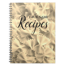 Custom farfalle pasta photo recipe spiral notebook