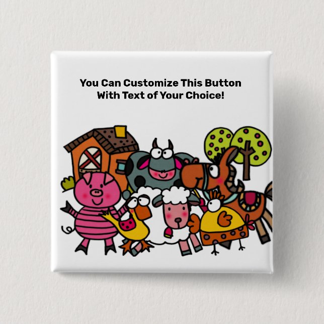Custom Farm Animals Button (Front)