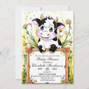 Custom Farm Cow Baby Shower Invitation
