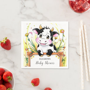 Custom Farm Cow Baby Shower Paper Napkin