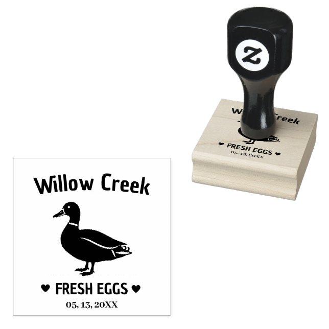 Custom Farm Duck Egg Rubber Stamp for Backyard (Stamped)