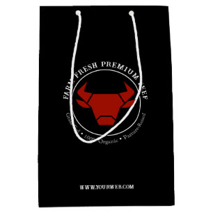 Custom Farm Fresh Premium Beef Business Logo Medium Gift Bag