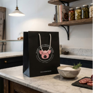 Custom Farm Fresh Premium Pork Business Logo Medium Gift Bag