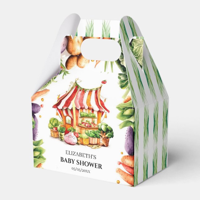 Custom Farmer's Market Baby Shower Favour Box (Front Side)