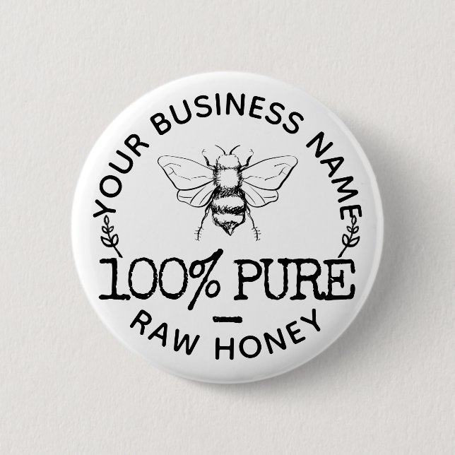 Custom Farmhouse Apiary Logo Cute Bumblebee Honey 6 Cm Round Badge (Front)