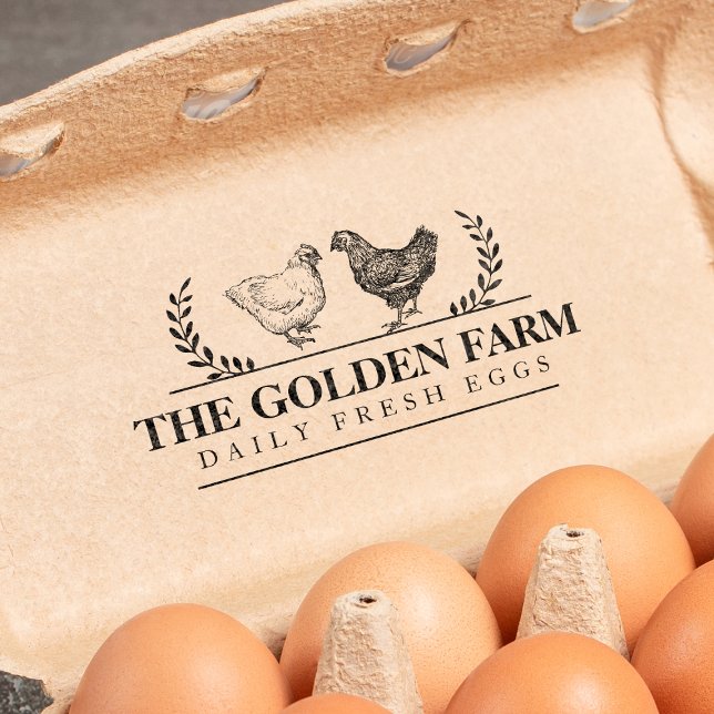 Custom Farmhouse Chicken Egg Business Self-inking Stamp (Creator Uploaded)