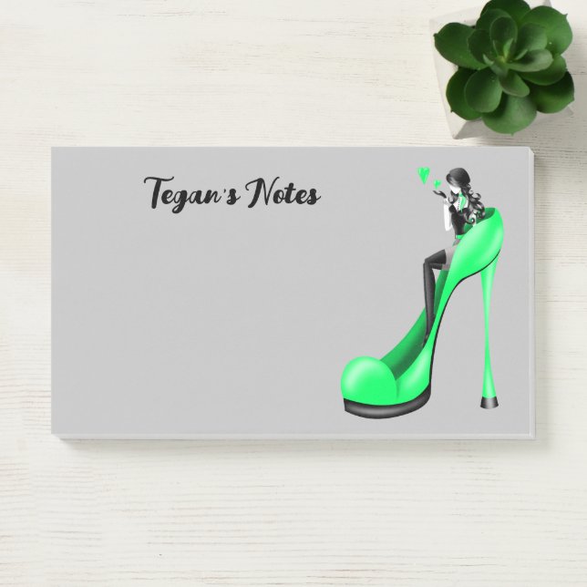 Custom Fashion Diva in Stiletto Green  Post-it Notes (Office)
