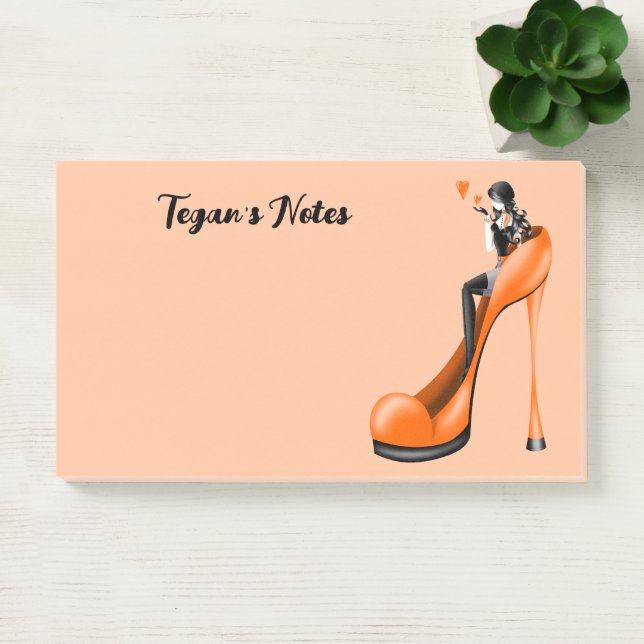 Custom Fashion Diva in Stiletto Orange  Post-it Notes (Office)