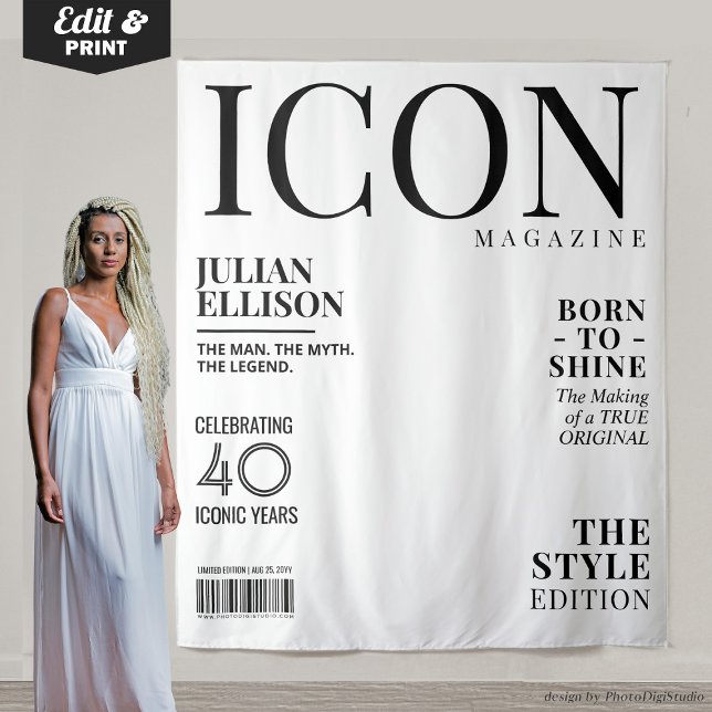 Custom Fashion Magazine Banner Decor, White Party Tapestry (Custom Fashion Magazine Banner Decor, White Party Tapestry)
