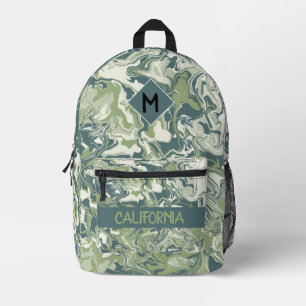 Custom fashion stylish ocean watercolor pattern printed backpack