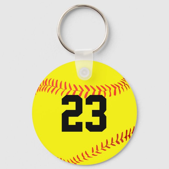 Custom Fastpitch Softball Player Number or Initial Key Ring (Front)