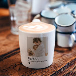 Custom Father Photo | Personalised Gift Espresso Cup<br><div class="desc">This minimalist espresso cup is the perfect meaningful gift for the coffee-loving dad, papa, or grandpa in your life. Featuring a custom photo and elegant black text that reads “Father. Thank you for always being there, ” this sleek design is both heartfelt and stylish. Ideal for Father’s Day, new dads,...</div>