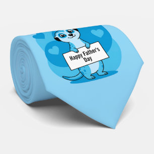 Custom Father’s Day Cute Meerkat Illustration Tie