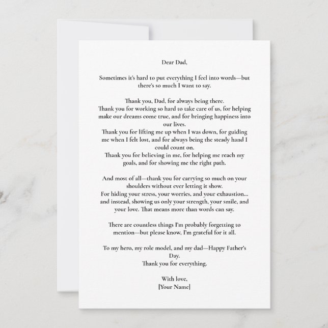 Custom Father’s Day Photo Message card (Front)