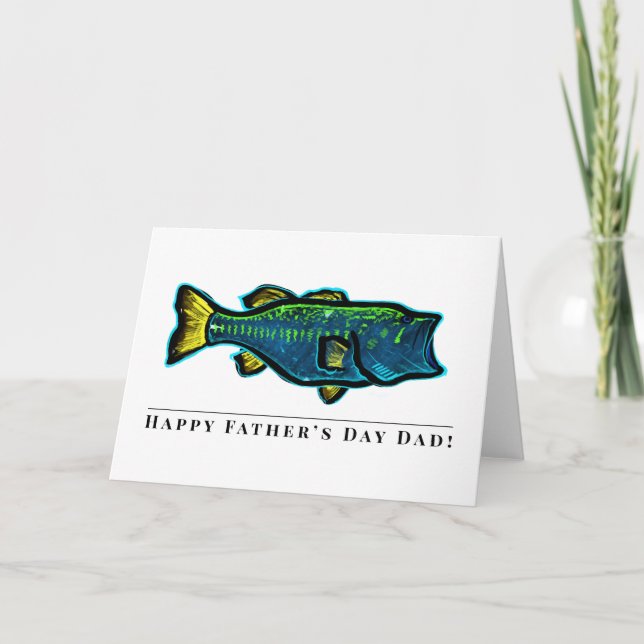 Custom Fathers Card fish fishing bass (Front)