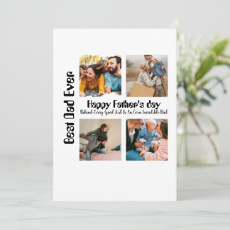 Custom Fathers day 4 photo collage Best Dad Ever Holiday Card