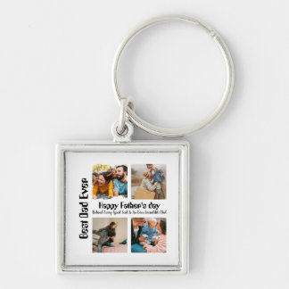 Custom Fathers day 4 photo collage Best Dad Ever Key Ring
