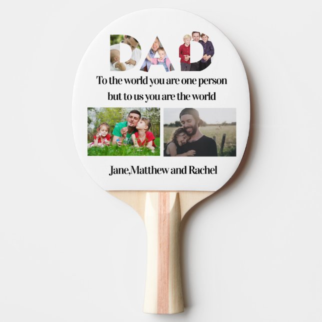 Custom Father's Day 5 Photo Collage  Ping Pong Paddle (Front)