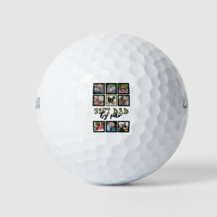 Custom Fathers Day Best Dad By Par 8 Photo Collage Golf Balls