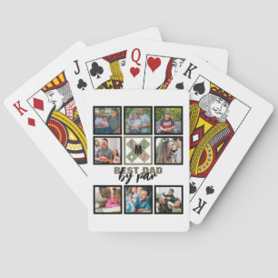 Custom Fathers Day Best Dad By Par 8 Photo Collage Playing Cards