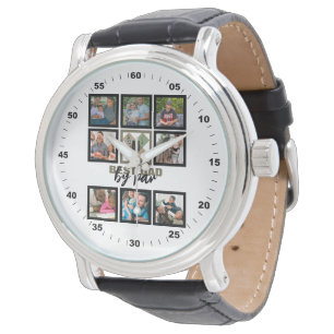 Custom Fathers Day Best Dad By Par 8 Photo Collage Watch