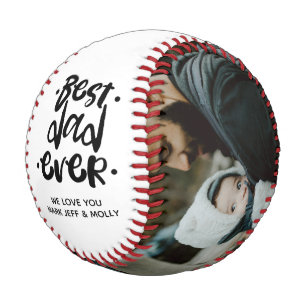 Custom Father's Day Best Dad Ever Photo Gift Baseb Baseball