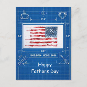 Custom Father's Day Blueprint Photo Gift Art Postcard