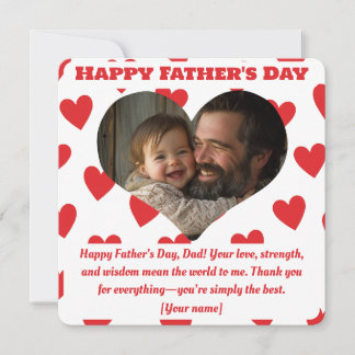 Custom Father's Day Card – Heart Pattern with Phot