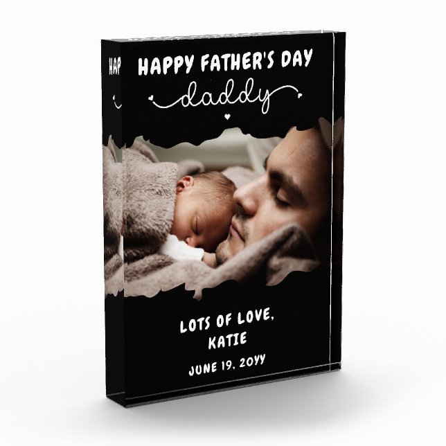 Custom Father's Day Cute Minimalist Cute Photo Block (Left)