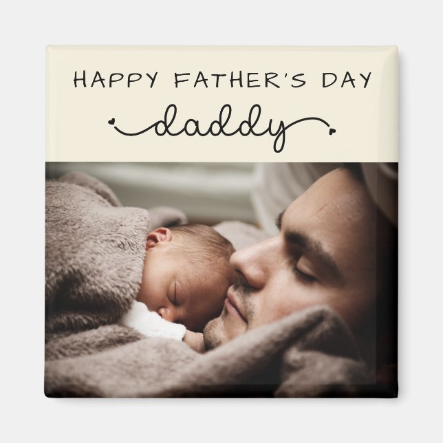 Custom Father's Day Cute Minimalist Photo Magnet (Front)