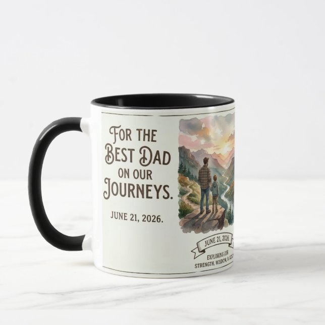 Custom Father's Day Gift - Adventure Awaits Mounta Mug (Left)