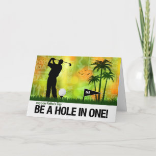 Custom Father's Day Hole in One Golf Theme Card