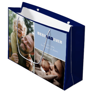 Custom Father's Day Photo Best Dad Ever Large Gift Bag