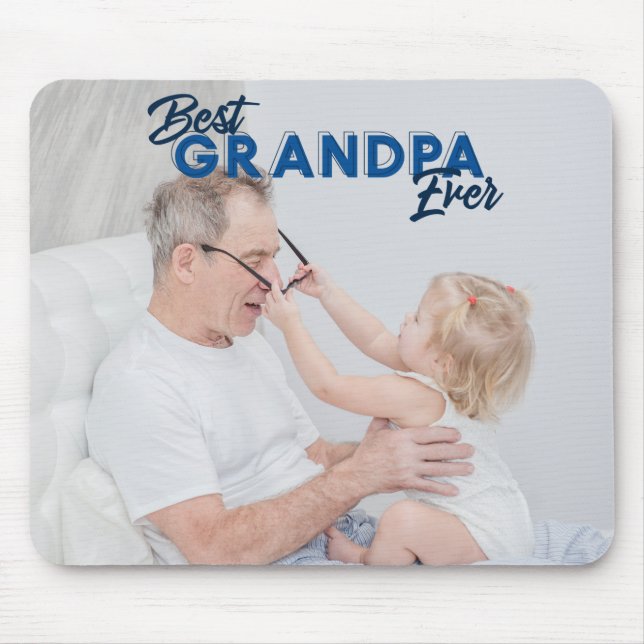 Custom Father's Day Photo Best Grandpa Ever Mouse Pad (Front)