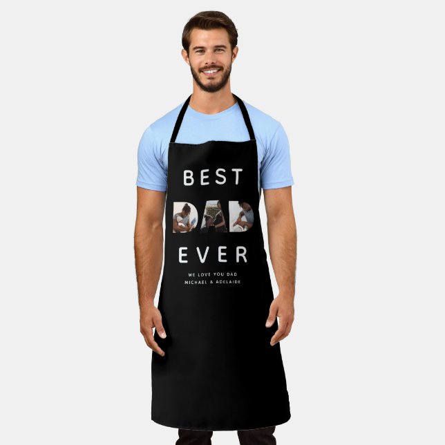 Custom Fathers Day Photo Collage Best Dad Ever Apron (Worn)