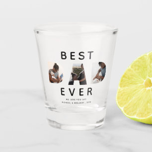 Custom Fathers Day Photo Collage Best Dad Ever Shot Glass