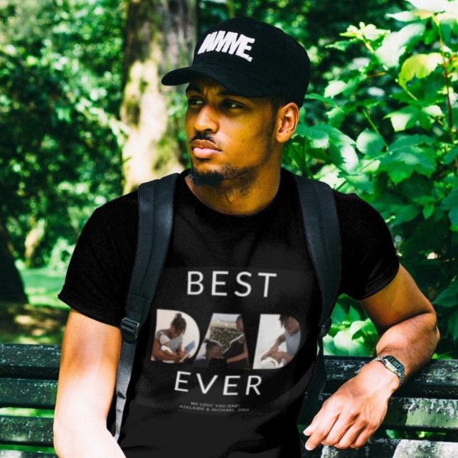 Custom Fathers Day Photo Collage Best Dad Ever T-Shirt (Creator Uploaded)