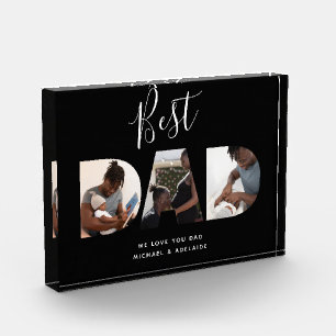 Custom Fathers Day Photo Collage Best Dad Script Block