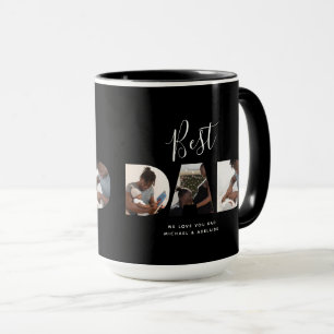 Custom Fathers Day Photo Collage Best Dad Script Mug