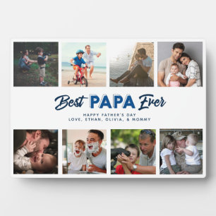 Custom Father's Day Photo Collage Best Papa Ever Plaque