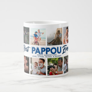 Custom Father's Day Photo Collage Best Pappou Ever Large Coffee Mug