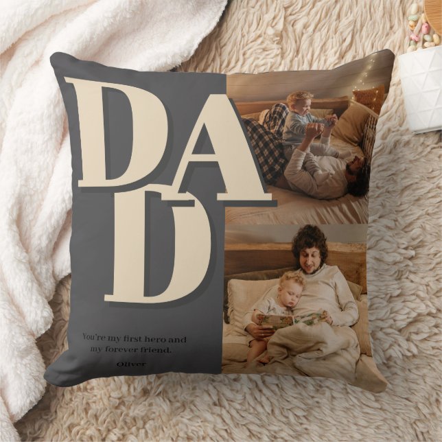 Custom Father's Day Photo Collage | DAD Letters -  Cushion (Blanket)