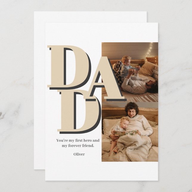 Custom Father's Day Photo Collage | DAD Letters -  Holiday Card (Front/Back)