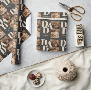 Custom Father's Day Photo Collage   DAD Letters -  Wrapping Paper