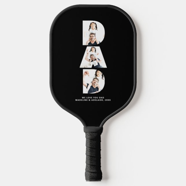 Custom Fathers Day Photo Collage Dad Personalised Pickleball Paddle (Front)