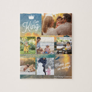 Custom Father's Day Photo Collage Our King Jigsaw Puzzle