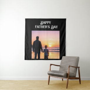 Custom Father's Day Sunset Silhouette Heart Design Tapestry