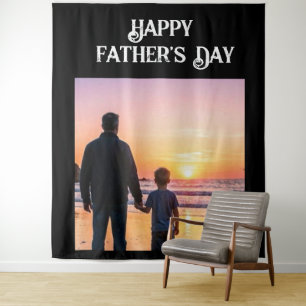 Custom Father's Day Sunset Silhouette Heart Design Tapestry