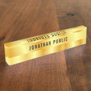 Custom Faux Gold Elegant Glamour Template Nameplate